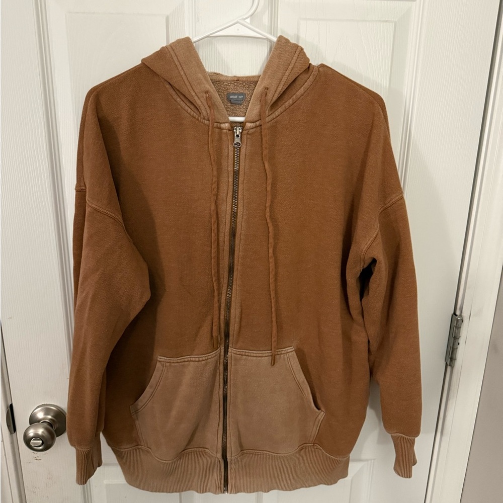 aerie Two-Tone Tan Sherpa-Lined Hoodie